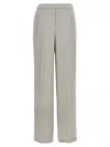 Theory Metallic Pants With Rear Elastic Waist And Wide Leg In Silk Woman In Gray