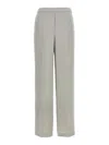 Theory Metallic Pants With Rear Elastic Waist And Wide Leg In Silk Woman In Grey