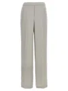 Theory Metallic Pants With Rear Elastic Waist And Wide Leg In Silk Woman In Platinum