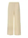 Theory Wide Pull On Trousers With Front Pleats In White