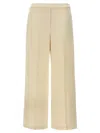 Theory Wide Pull On Trousers With Front Pleats In White