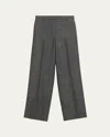 Theory Wide Pull-on Wool Trousers In Gray