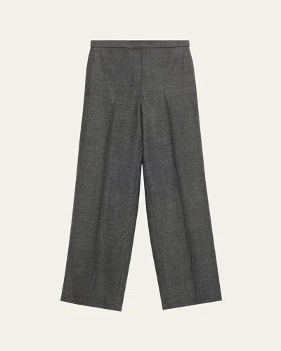 Theory Wide Pull-on Wool Trousers In Gray