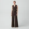 Theory Wide-leg Pant In Good Linen In Brown