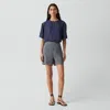 Theory Wide-leg Pull-on Short In Fluid Linen In Blue