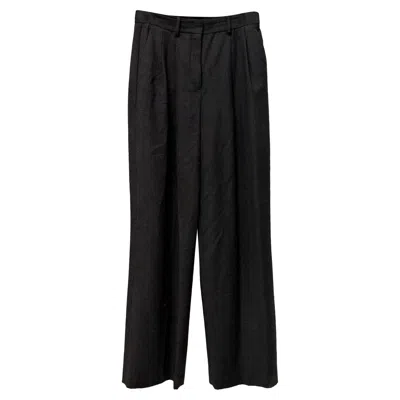 Theory Wide-leg Trousers In Dark Grey Wool In Gray