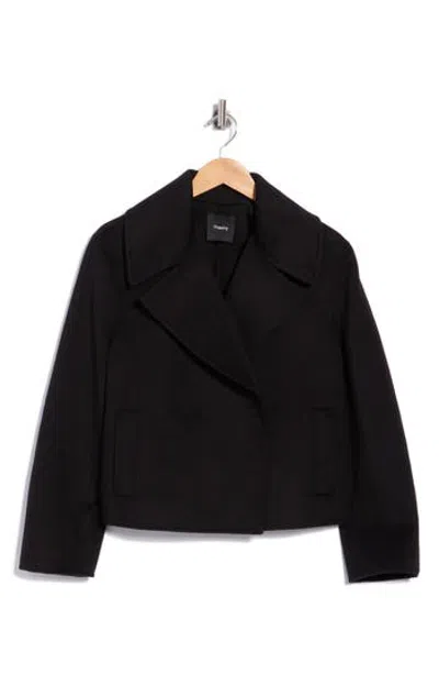 Theory Winsome Cropped Double Face Coat In Black