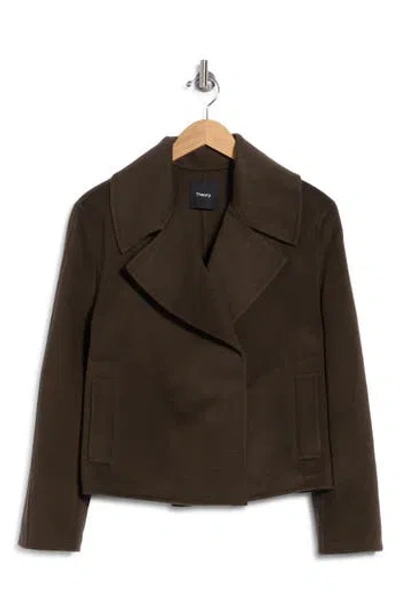 Theory Winsome Cropped Double Face Coat In Green