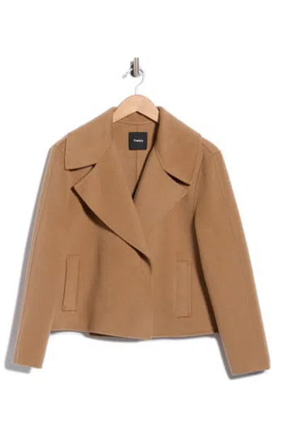 Theory Winsome Cropped Double Face Coat In Animal Print