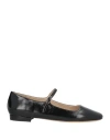 Theory Mary Jane Ballerina Flat In Crinkled Patent Leather In Black