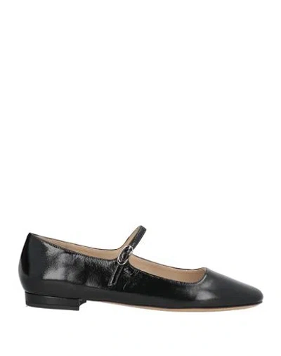 THEORY THEORY WOMAN BALLET FLATS BLACK SIZE 8 LEATHER