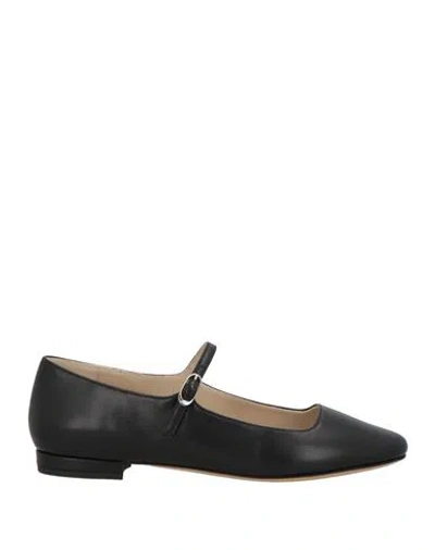 THEORY THEORY WOMAN BALLET FLATS BLACK SIZE 8 LEATHER