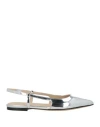 Theory Woman Ballet Flats Silver Size 8 Leather In Multi