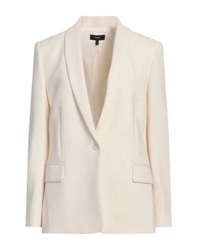 Theory Woman Blazer Beige Size 6 Triacetate, Polyester