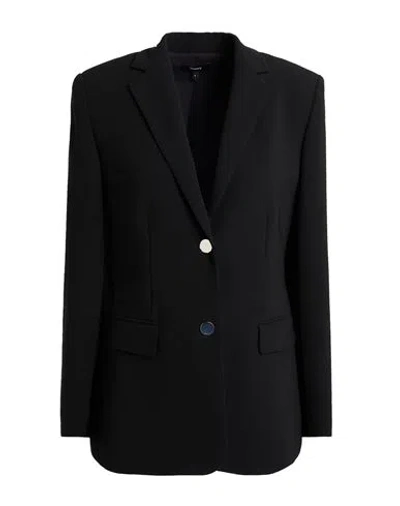 Theory Woman Blazer Black Size 0 Triacetate, Polyester