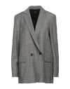 Theory Woman Blazer Black Size 14 Virgin Wool In Gray