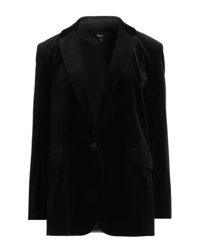 Theory Woman Blazer Black Size 8 Cotton, Elastane