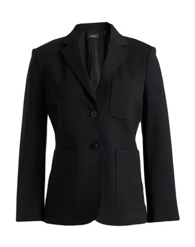 Theory Woman Blazer Black Size 8 Rayon, Nylon, Elastane