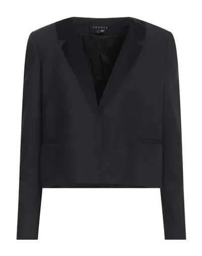 Theory Woman Blazer Black Size 8 Viscose, Virgin Wool, Elastane