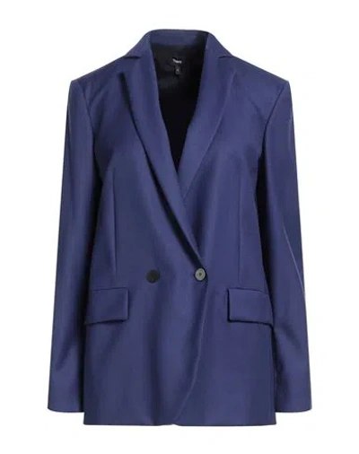 Theory Woman Blazer Blue Size 0 Virgin Wool