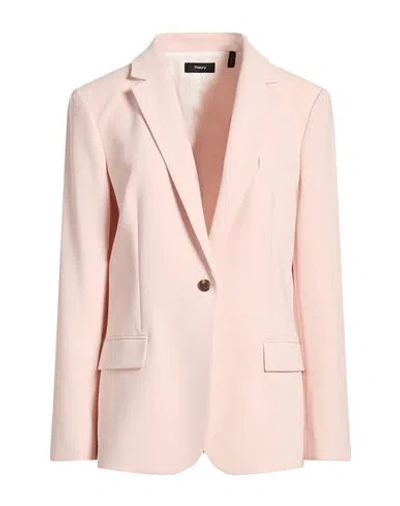 Theory Woman Blazer Blush Size 10 Triacetate, Polyester In Pink