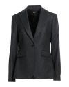 Theory Woman Blazer Charcoal Size 4 Virgin Wool In Black