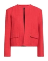 Theory Woman Blazer Coral Size 12 Cotton, Polyamide In Red