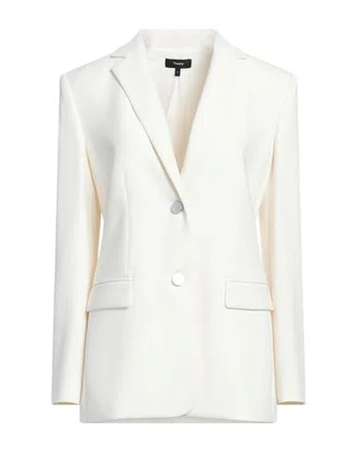 Theory Woman Blazer Cream Size 4 Triacetate, Polyester In White