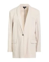 Theory Woman Blazer Ivory Size 14 Linen, Viscose, Elastane In Neutral