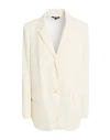 Theory Woman Blazer Ivory Size 6 Triacetate, Polyester In Neutral