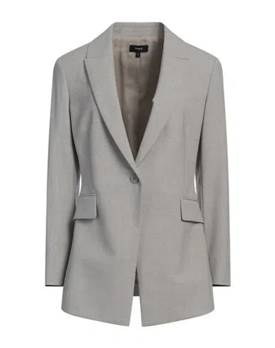 Theory Woman Blazer Light Grey Size 12 Wool, Elastane