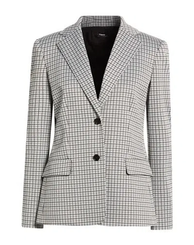 Theory Woman Blazer Light Grey Size 6 Polyamide, Elastane In Gray