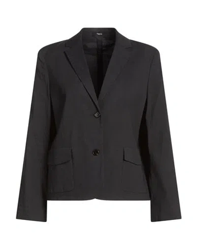 Theory Woman Blazer Midnight Blue Size 12 Linen, Viscose, Elastane