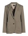 Theory Woman Blazer Military Green Size 10 Cotton, Elastane