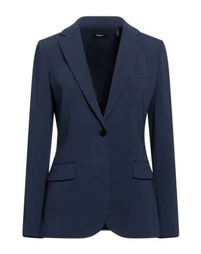 Theory Woman Blazer Navy Size 00 Triacetate, Polyester In Blue