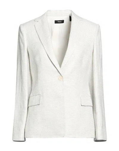 Theory Woman Blazer Off White Size 4 Linen, Viscose