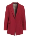Theory Woman Blazer Red Size 12 Wool, Elastane