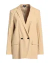 Theory Woman Blazer Sand Size 12 Linen, Viscose, Elastane In Beige