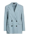 Theory Woman Blazer Sky Blue Size 00 Linen, Viscose, Elastane
