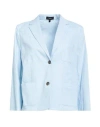 Theory Woman Blazer Sky Blue Size 14 Linen, Viscose, Elastane