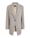 Theory Woman Blazer Taupe Size 8 Wool, Elastane In Gray