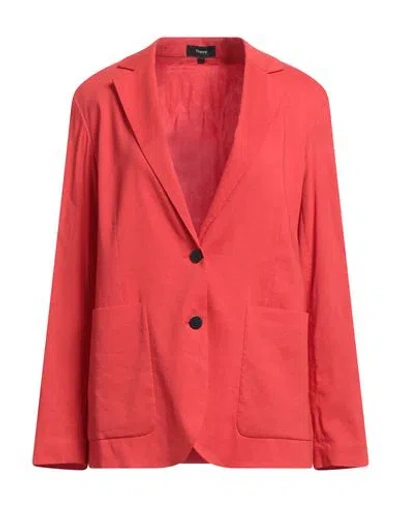 Theory Blazer Aus Einer Leinenmischung In Rot