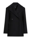Theory Woman Coat Black Size 10 Recycled Wool In Black