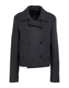 Theory Shrunken Wool Double-breasted Peacoat In Gray
