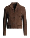 Theory Woman Jacket Brown Size 00 Goat Skin In Brown
