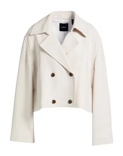 Theory Woman Jacket Ivory Size L Triacetate, Polyester In Neutral
