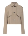 Theory Woman Jacket Khaki Size L Triacetate, Polyester In Gold