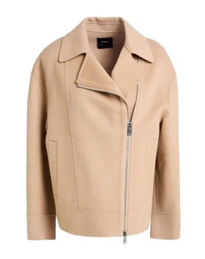 Theory Woman Jacket Light Brown Size M Cashmere, Cupro In Neutral