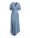 Theory Woman Maxi Dress Light Blue Size L Silk In Blue