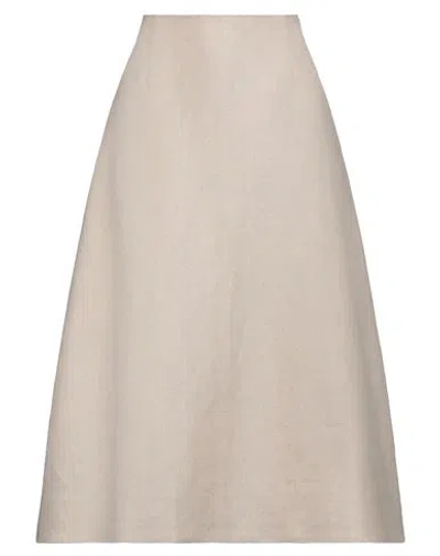 Theory Woman Midi Skirt Beige Size 0 Linen In Neutral